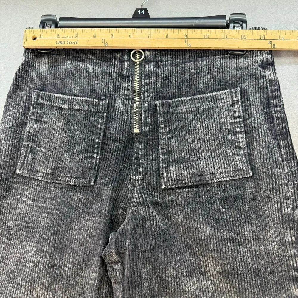 Pol by Anthropologie Corduroy Pants Women's S Black Patch Pockets Wide Flare Leg - Picture 9 of 13